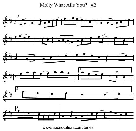 Molly What Ails You?   #2 - staff notation