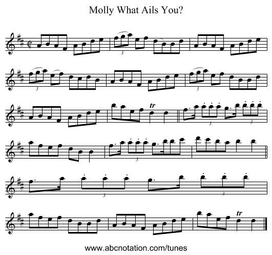 Molly What Ails You? - staff notation