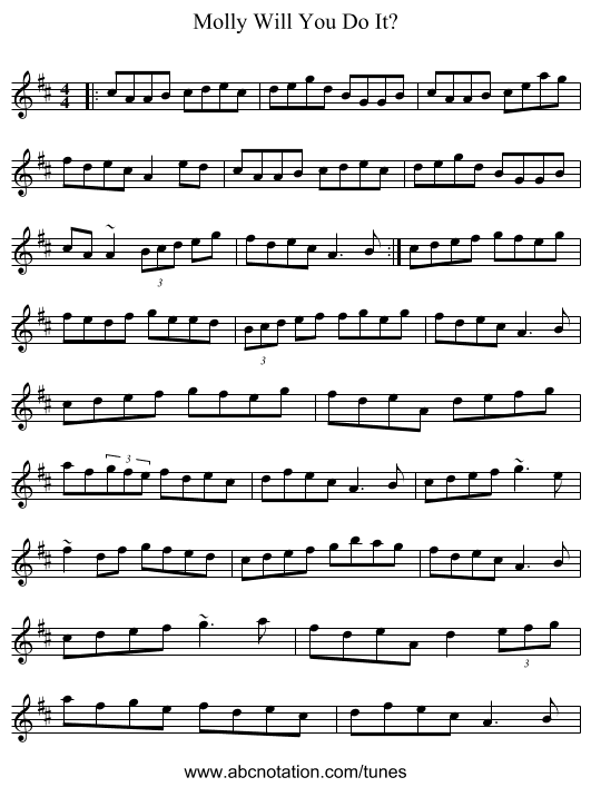 Molly Will You Do It? - staff notation