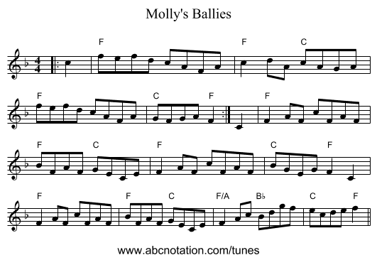 Molly's Ballies - staff notation