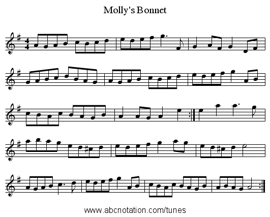 Molly's Bonnet - staff notation