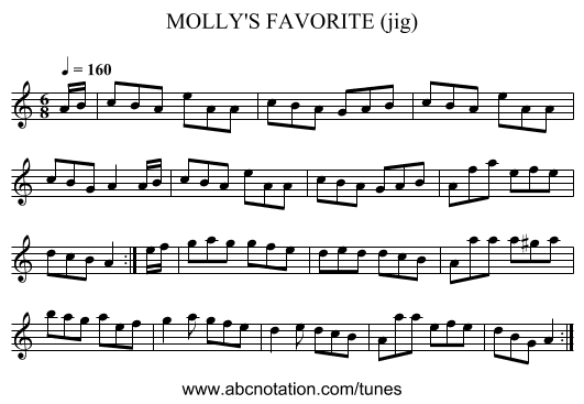 MOLLY'S FAVORITE (jig) - staff notation