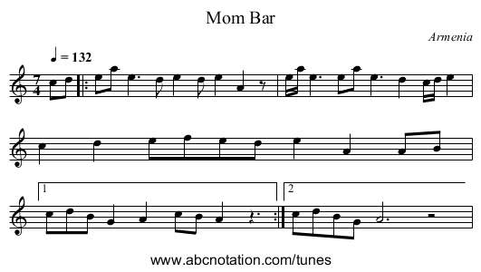 Mom Bar - staff notation