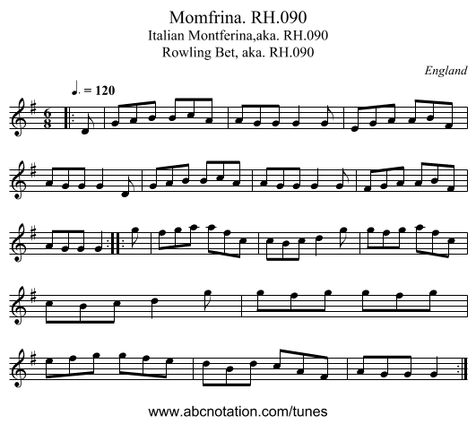 Momfrina. RH.090 - staff notation