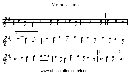 Momo's Tune - staff notation