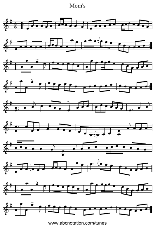 Mom's - staff notation