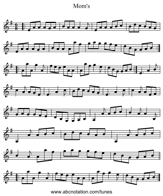 Mom's - staff notation