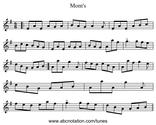 Mom's - staff notation