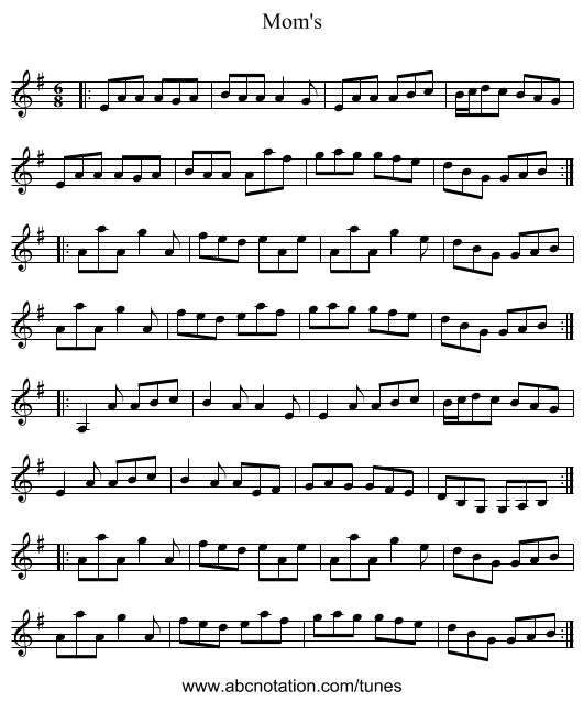 Mom's - staff notation