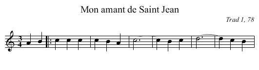 Mon amant de Saint Jean - staff notation