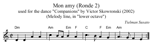 Mon amy (Ronde 2) - staff notation