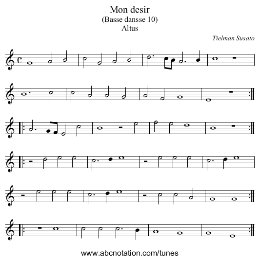 Mon desir - staff notation