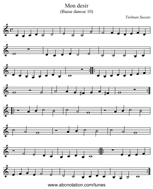 Mon desir - staff notation