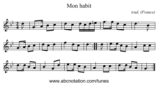 Mon habit - staff notation