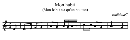 Mon habit - staff notation
