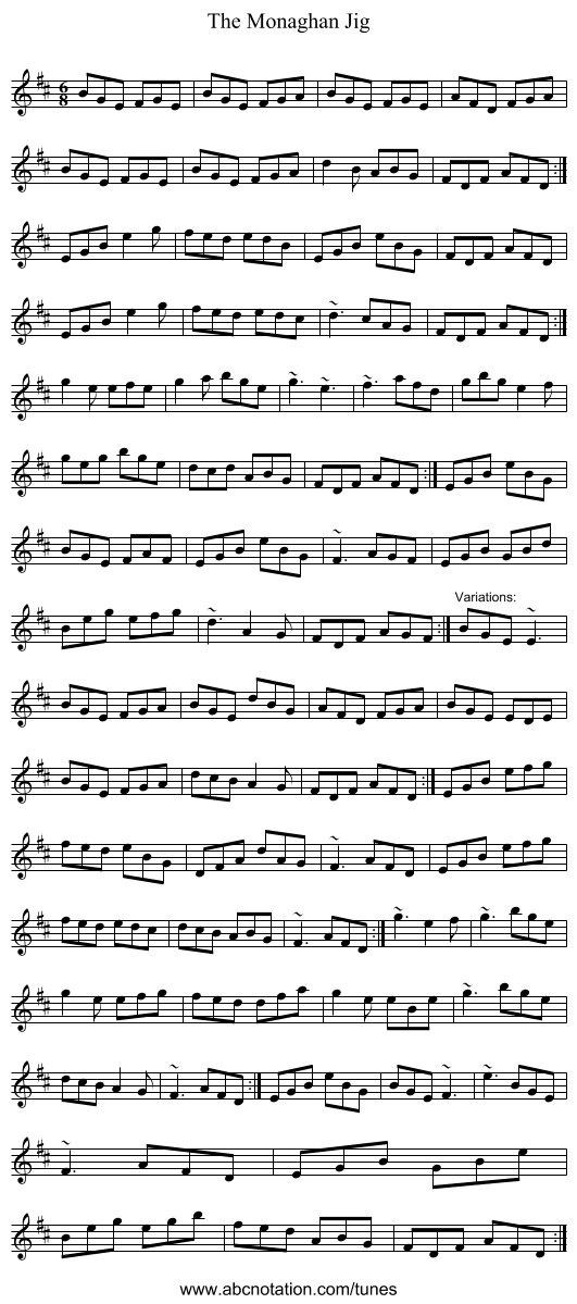 Monaghan Jig, The - staff notation
