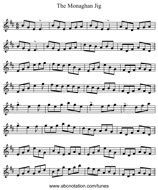 Monaghan Jig, The - staff notation