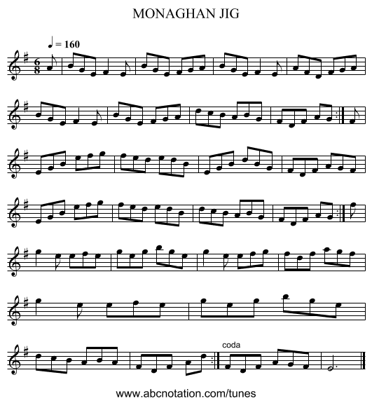 MONAGHAN JIG - staff notation
