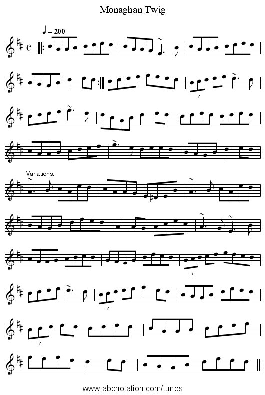 Monaghan Twig - staff notation