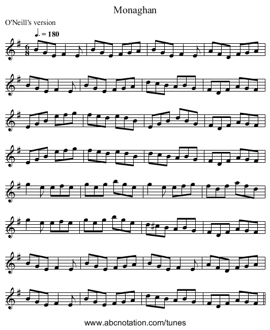 Monaghan - staff notation