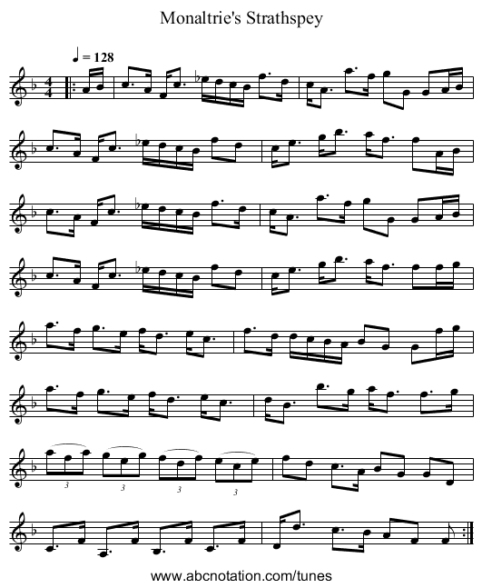 Monaltrie's Strathspey - staff notation
