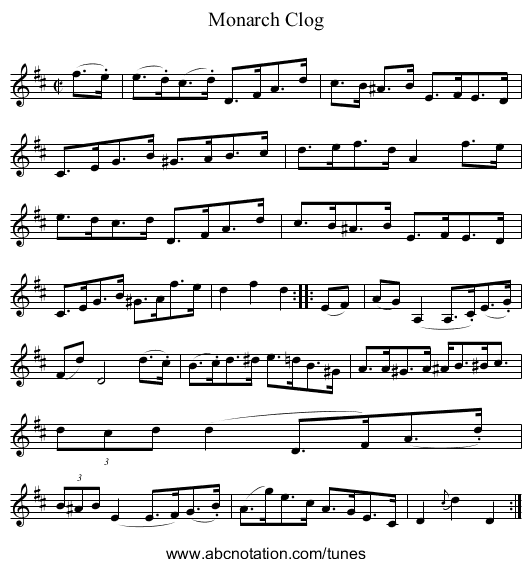 Monarch Clog - staff notation