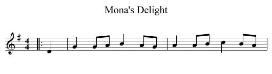 Mona's Delight - staff notation