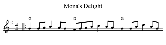 Mona's Delight - staff notation