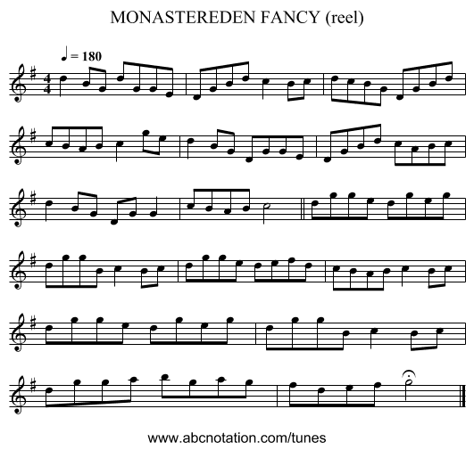 MONASTEREDEN FANCY (reel) - staff notation