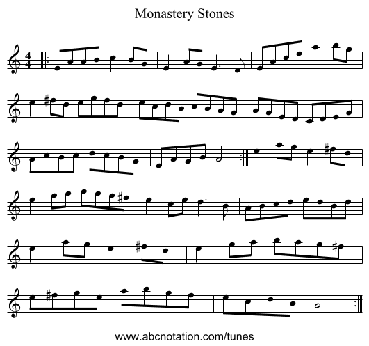 Monastery Stones - staff notation