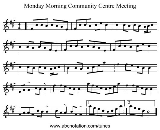 Monday Morning Community Centre Meeting - staff notation