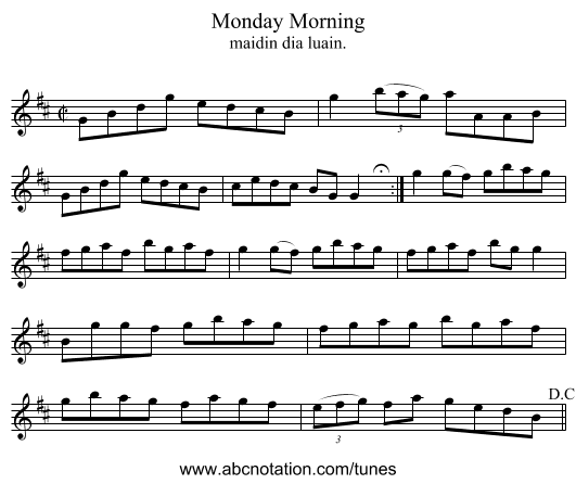Monday Morning - staff notation
