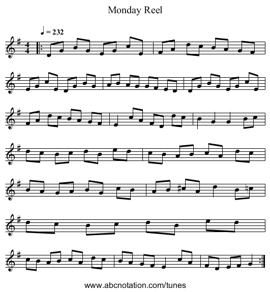 Monday Reel - staff notation