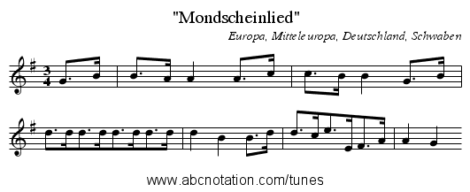 Mondscheinlied - staff notation