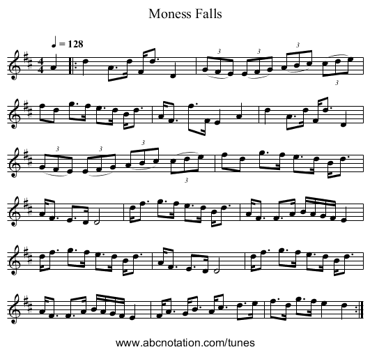 Moness Falls - staff notation