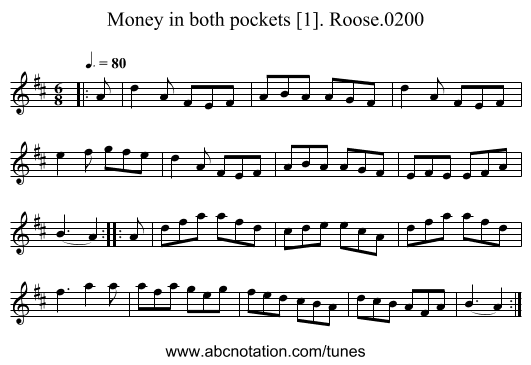 Money in both pockets [1]. Roose.0200 - staff notation