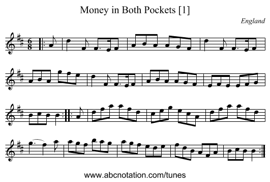 Money in Both Pockets [1] - staff notation