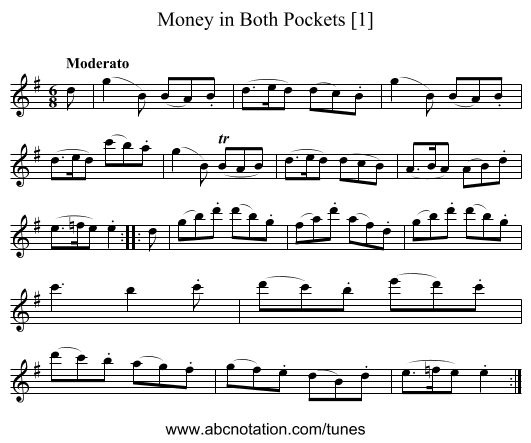 Money in Both Pockets [1] - staff notation