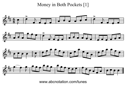 Money in Both Pockets [1] - staff notation
