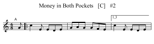 Money in Both Pockets   [C]   #2 - staff notation