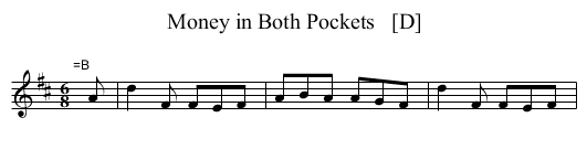 Money in Both Pockets   [D] - staff notation