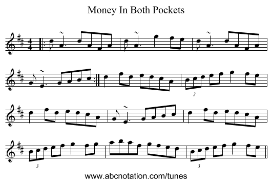 Money In Both Pockets - staff notation