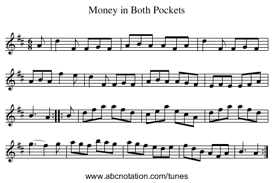 Money in Both Pockets - staff notation