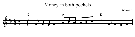 Money in both pockets - staff notation