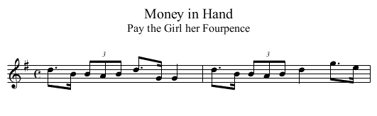 Money in Hand - staff notation