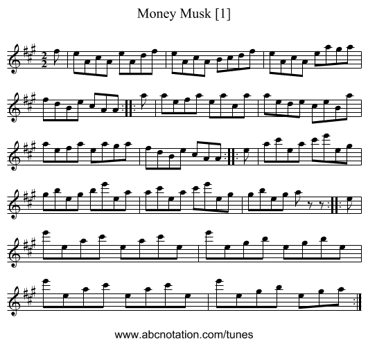 Money Musk [1] - staff notation