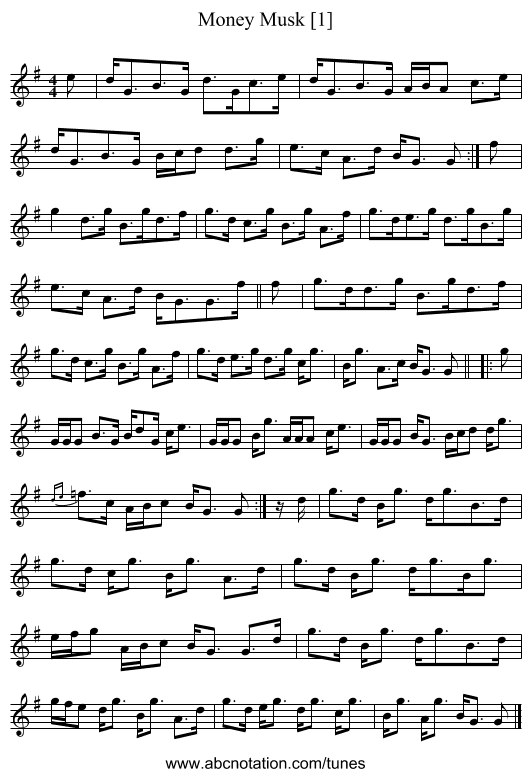 Money Musk [1] - staff notation