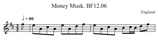 Money Musk. BF12.06 - staff notation