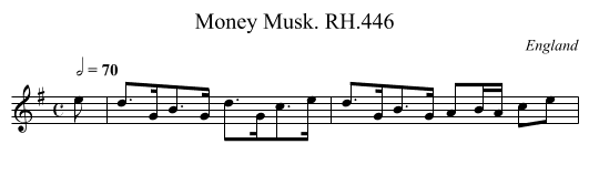 Money Musk. RH.446 - staff notation