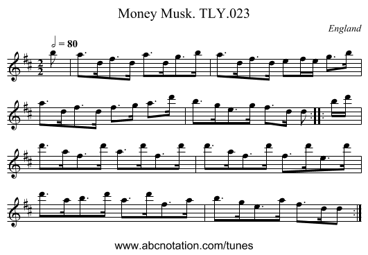 Money Musk. TLY.023 - staff notation